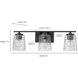 Saben 3 Light 23 inch Matte Black Vanity Light Wall Light
